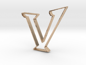 Typography Pendant V in 14k Rose Gold Plated Brass