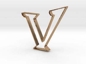 Typography Pendant V in Polished Brass
