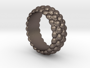 Big Bubble Ring 20 - Italian Size 20 in Polished Bronzed Silver Steel