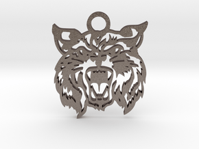 Bobcat amulet in Polished Bronzed Silver Steel