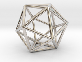 0026 Icosahedron E (5 cm) in Rhodium Plated Brass