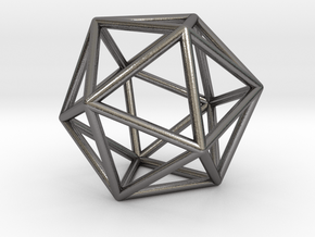 0026 Icosahedron E (5 cm) in Polished Nickel Steel