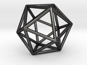 0026 Icosahedron E (5 cm) in Polished and Bronzed Black Steel