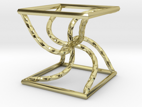 0051 Line Design Cube (5 cm) #003 in 18k Gold Plated Brass
