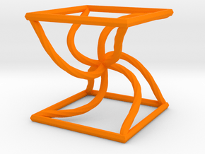 0051 Line Design Cube (5 cm) #003 in Orange Processed Versatile Plastic