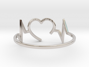 Size 7 Heartbeat in Rhodium Plated Brass