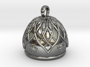 Flower Bell Pendant in Fine Detail Polished Silver