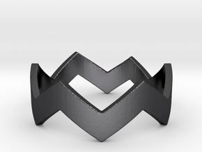 Chevron Ring in Polished and Bronzed Black Steel