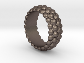 Big Bubble Ring 28 - Italian Size 28 in Polished Bronzed Silver Steel