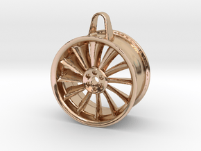 Aluminium Wheel - Keychain in 14k Rose Gold Plated Brass