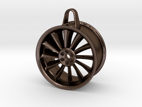 Aluminium Wheel - Keychain in Polished Bronze Steel