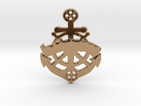 ships wheel anchor banner medalion in Polished Brass