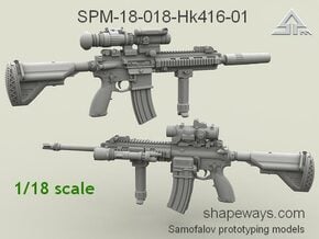 1/18 SPM-18-018-Hk416-01 HK 416 Variant I in Clear Ultra Fine Detail Plastic