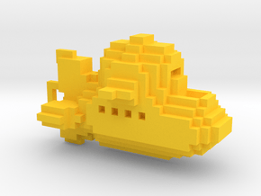 Submarine Keychain in Yellow Processed Versatile Plastic
