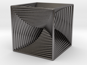 0299 Cube Line Design (full color, 5.5 cm) #003 in Polished Nickel Steel