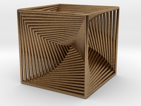 0299 Cube Line Design (full color, 5.5 cm) #003 in Natural Brass
