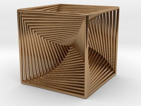 0045 Cube Line Design (3.25 cm) #001 in Polished Brass