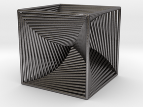 0045 Cube Line Design (3.25 cm) #001 in Polished Nickel Steel