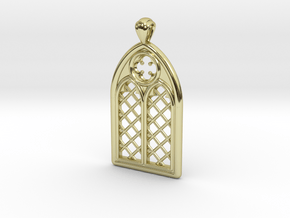 Gothic Window Pendant (L) in 18k Gold Plated Brass