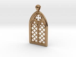 Gothic Window Pendant (L) in Polished Brass
