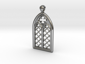 Gothic Window Pendant (L) in Fine Detail Polished Silver
