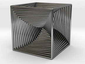 0045 Cube Line Design (3.25 cm) #001 in Fine Detail Polished Silver