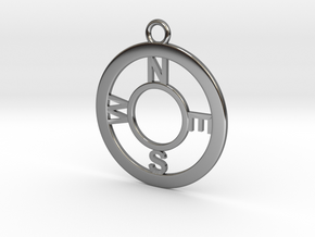 Compass Pendant in Fine Detail Polished Silver