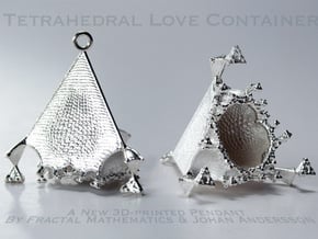 Tetrahedral Love Container Pendant in Natural Silver