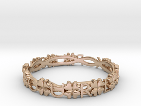 "Push Your Luck" Clovers Bracelet in 14k Rose Gold Plated Brass