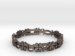 "Push Your Luck" Clovers Bracelet in Polished Bronzed Silver Steel