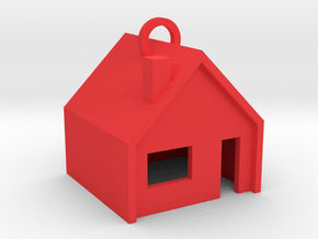 Customizable Keychain 'Little House' in Red Processed Versatile Plastic
