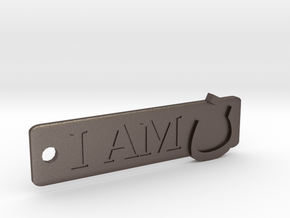'I Am N' Keychain in Polished Bronzed Silver Steel