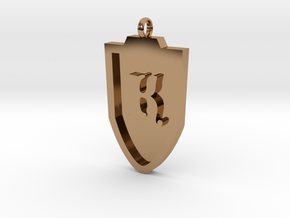 Medieval K Shield Pendant in Polished Brass