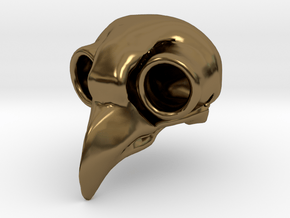 Flame Owl Skull Pendant in Polished Bronze
