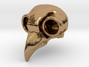 Flame Owl Skull Pendant in Polished Brass