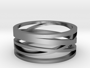 Abstract Lines Ring - US Size 08 in Polished Silver