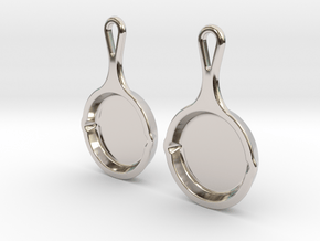Skillet Earrings in Rhodium Plated Brass