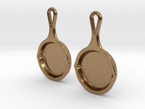 Skillet Earrings in Natural Brass
