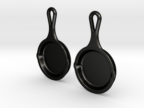 Skillet Earrings in Matte Black Steel