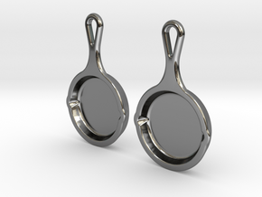Skillet Earrings in Fine Detail Polished Silver