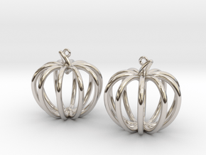 Pumpkin Earrings in Rhodium Plated Brass