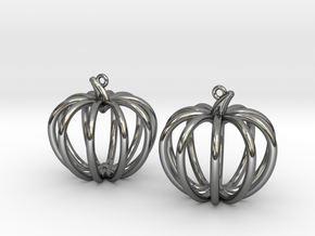 Pumpkin Earrings in Fine Detail Polished Silver