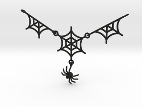 Spider Web With Spider Pendant in Black Natural Versatile Plastic