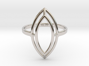 Marquise Simple Wire Ring - US Size 08 in Rhodium Plated Brass
