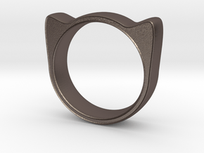 Meow ring 17mm in Polished Bronzed Silver Steel