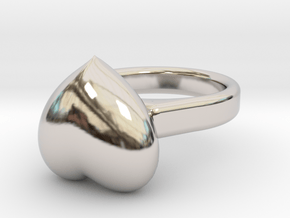 Ø15.41 mm - Ø0.606inch  Heart Ring in Rhodium Plated Brass