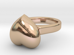 Ø15.41 mm - Ø0.606inch  Heart Ring in 14k Rose Gold Plated Brass
