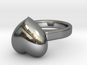 Ø15.41 mm - Ø0.606inch  Heart Ring in Fine Detail Polished Silver