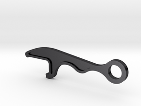 Bottle Opener Keychain in Polished and Bronzed Black Steel