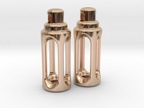 Tritium Earrings 4 (3x15mm Vials) in 14k Rose Gold Plated Brass